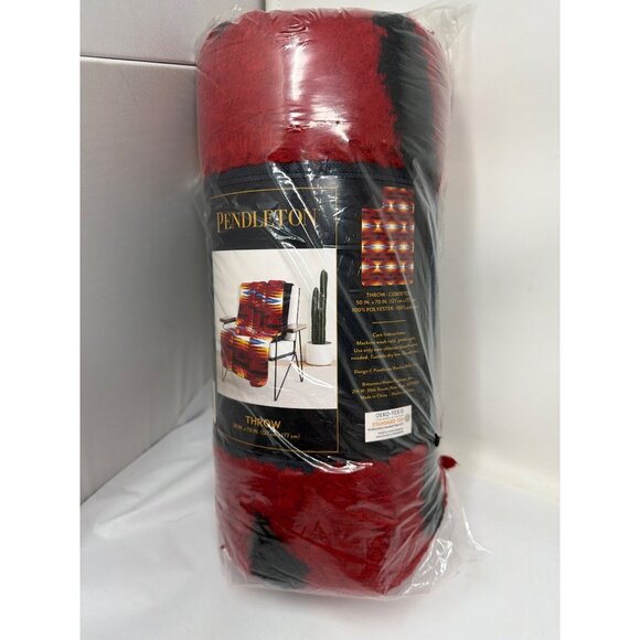 Pendleton Sherpa Fleece Throw Blanket Short Sands Red 50" x 70" New - Picture 2 of 5